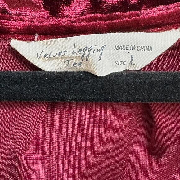 2/$30 Spring + Mercer Velvet Legging Tee Tunic Size L Bordeaux Red Whimsigoth - Picture 5 of 11